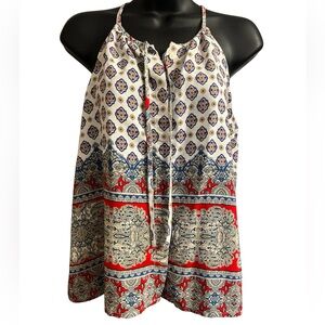 Collective Concepts Boho Print Halter Tank Top Sz SP NWT